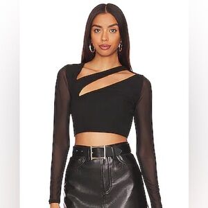 AFRM Cesca Black Long Sleeve Cutout Top